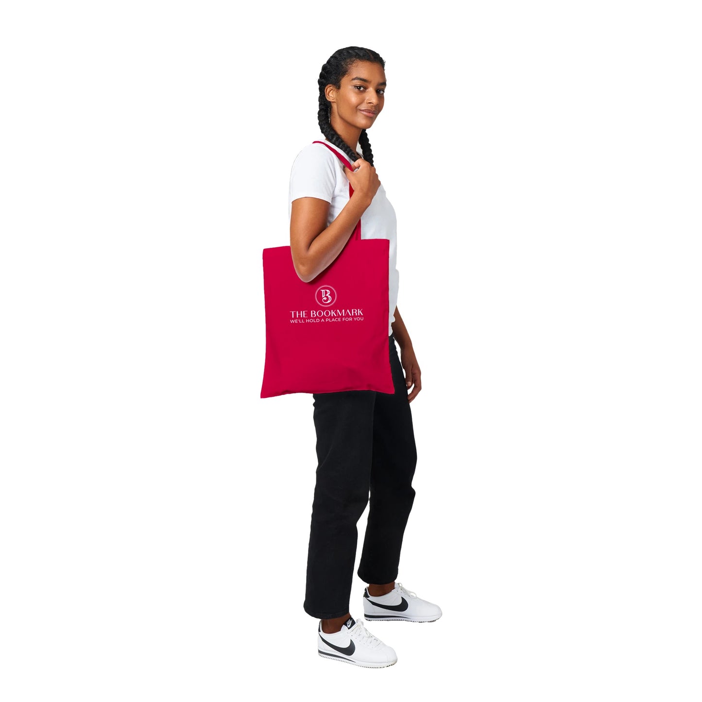 White Script Logo Tote Bag